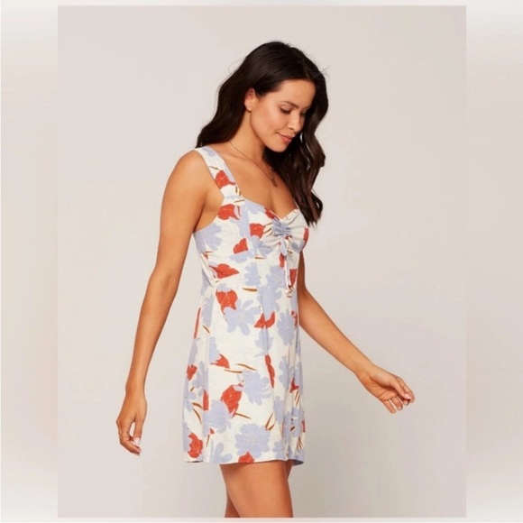 L*SPACE PALOMA BLUE RED MINI FLORAL COZUMEL DRESS, Size small - Picture 3 of 6